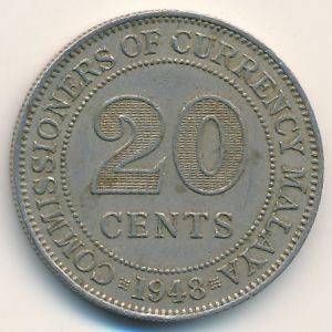 Малайя, 20 центов (1948 г.)