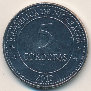 Nicaragua, 5 cordobas, 2012