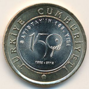 Turkey, 1 lira, 2012