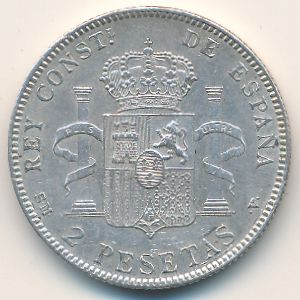 Испания, 2 песеты (1905 г.)