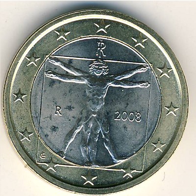 Italy, 1 euro, 2008–2022