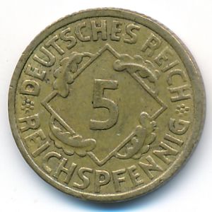 Weimar Republic, 5 reichspfennig, 1936