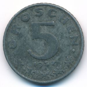 Austria, 5 groschen, 1957