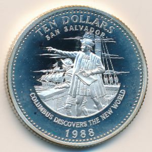 Багамские острова, 10 долларов (1988 г.)