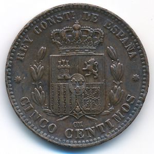 Испания, 5 сентимо (1878 г.)