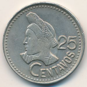 Guatemala, 25 centavos, 1989