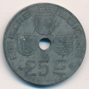 Belgium, 25 centimes, 1943