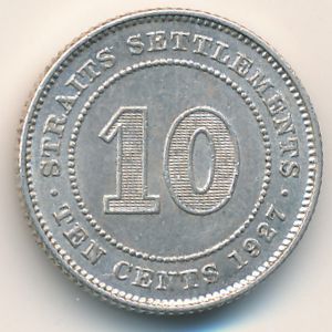 Стрейтс-Сетлментс, 10 центов (1927 г.)