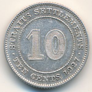 Straits Settlements, 10 cents, 1927