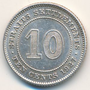 Straits Settlements, 10 cents, 1927