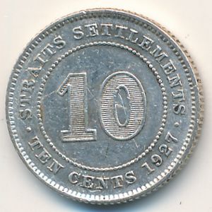 Straits Settlements, 10 cents, 1927