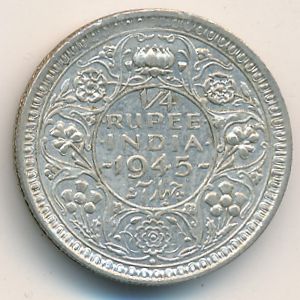 Британская Индия, 1/4 рупии (1943 г.)