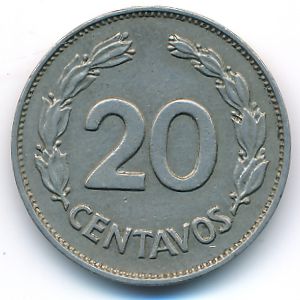 Ecuador, 20 centavos, 1959