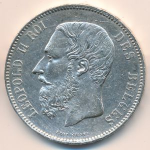 Бельгия, 5 франков (1875 г.)