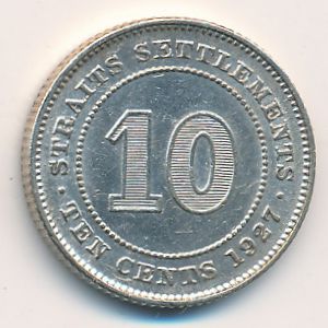 Стрейтс-Сетлментс, 10 центов (1927 г.)