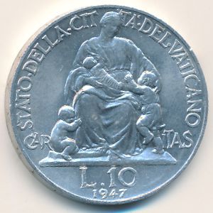 Ватикан, 10 лир (1947 г.)