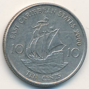 Восточные Карибы, 10 центов (2000 г.)