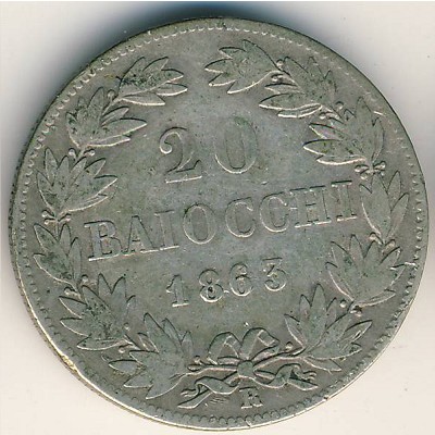 Папская область, 20 байоччо (1863 г.)