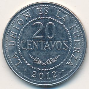 Боливия, 20 сентаво (2012 г.)