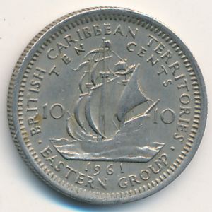 Восточные Карибы, 10 центов (1961 г.)