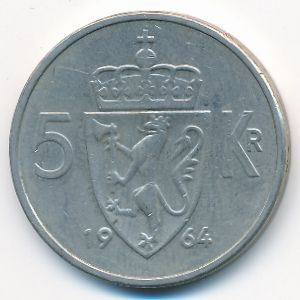 Норвегия, 5 крон (1964 г.)