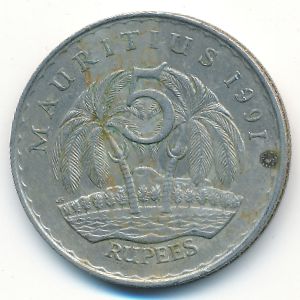 Маврикий, 5 рупий (1991 г.)