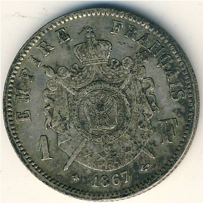 France, 1 franc, 1866–1870