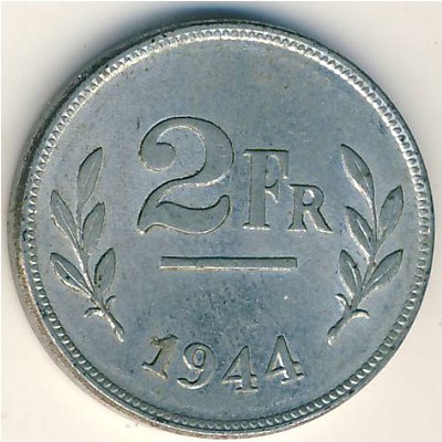 Belgium, 2 francs, 1944