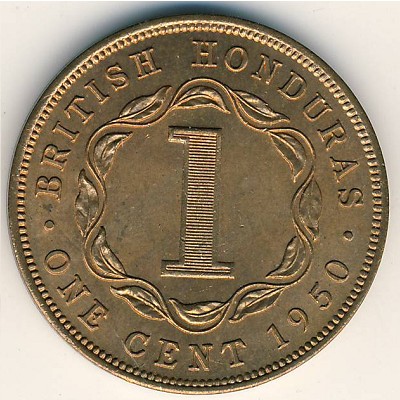 British Honduras, 1 cent, 1949–1951