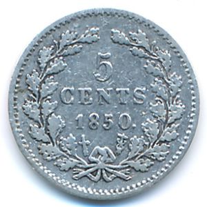 Netherlands, 5 cents, 1850
