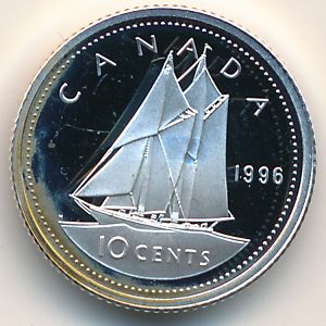 Канада, 10 центов (1996 г.)