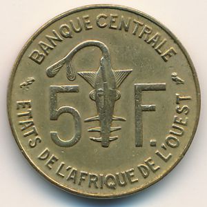 Западная Африка, 5 франков (1968 г.)