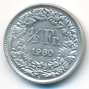 Швейцария, 1/2 франка (1960 г.)