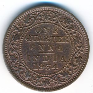 Британская Индия, 1/4 анны (1934 г.)