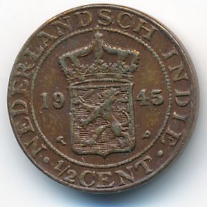 Netherlands East Indies, 1/2 cent, 1945