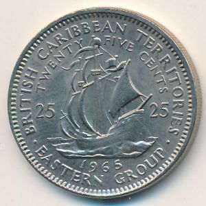 Восточные Карибы, 25 центов (1965 г.)