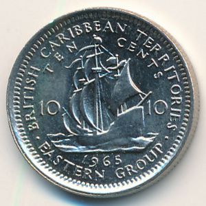 Восточные Карибы, 10 центов (1965 г.)