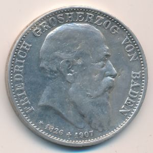 Баден, 5 марок (1907 г.)