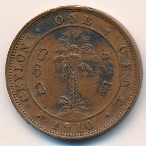 Цейлон, 1 цент (1910 г.)