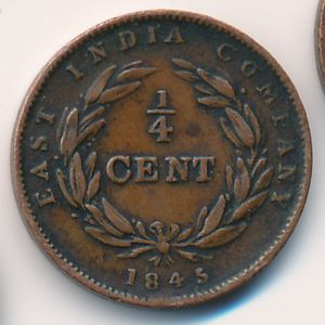 Straits Settlements, 1/4 cent, 1845