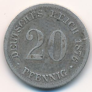 Германия, 20 пфеннигов (1876 г.)