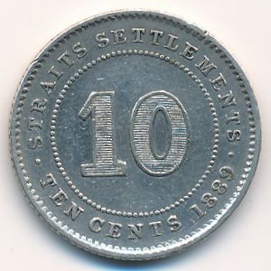 Стрейтс-Сетлментс, 10 центов (1889 г.)