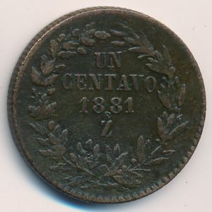Mexico, 1 centavo, 1872–1881