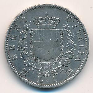 Италия, 1 лира (1863 г.)