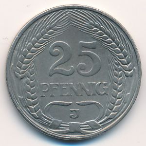 Германия, 25 пфеннигов (1911 г.)