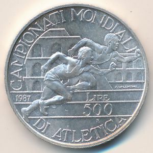 Италия, 500 лир (1987 г.)