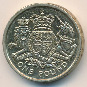 Великобритания, 1 фунт (2015 г.)