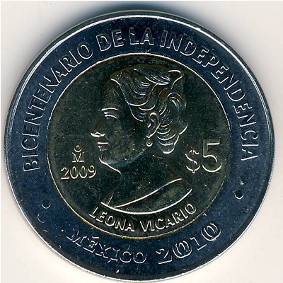 Mexico, 5 pesos, 2009