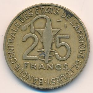 Западная Африка, 25 франков (1991 г.)