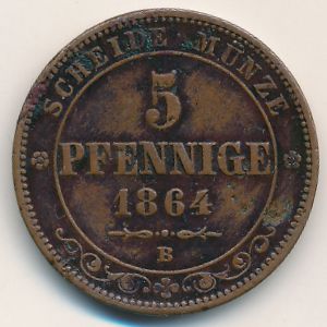 Саксония, 5 пфеннигов (1864 г.)